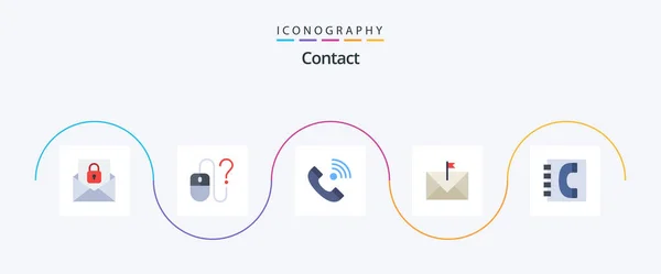Contact Flat Icon Pack Inclusief Envelop Contact Online Communicatie Inkomend — Stockvector