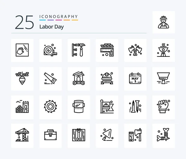 Labor Day Line Icon Pack Including Measurement Inefficient Construction Hammer — Wektor stockowy