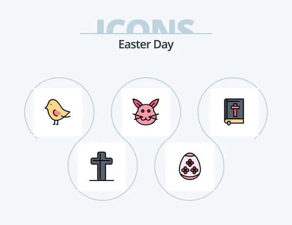 Easter Line Filled Icon Pack Icon Design Easter Bible Decoration — Stock Vector