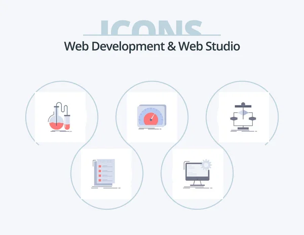 Web Development Web Studio Flat Icon Pack Icon Design Velocità — Vettoriale Stock