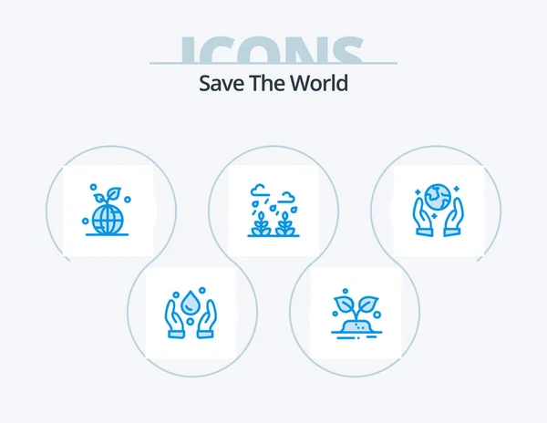 Red Het World Blue Icon Pack Icoon Ontwerp Milieubescherming Het — Stockvector