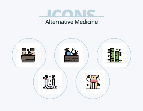 Alternative Medicine Line Filled Icon Pack Icon Design Botanical Vaccine — Stock Vector