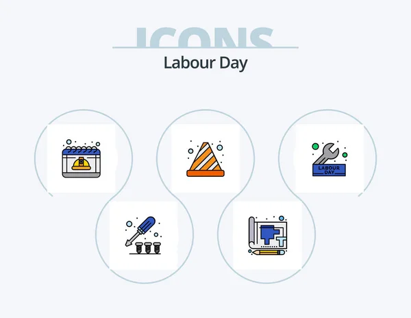 Labour Day Line Filled Icon Pack Icon Design Repair Labor — ストックベクタ