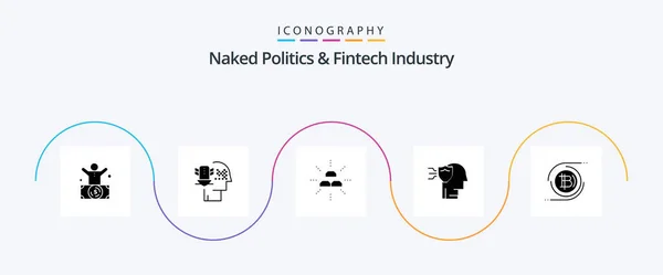 Naked Politics Fintech Industry Glyph Icon Pack Including Shield Protection — ストックベクタ