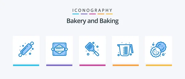 Baking Blue Icon Pack Including Cookie Spatula Biscuit Measuring Creative — Stock Vector