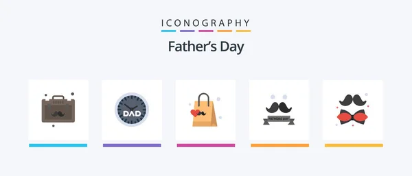 Fathers Day Flat Icon Pack Including Dress Moustache Dad Fathers — Vettoriale Stock