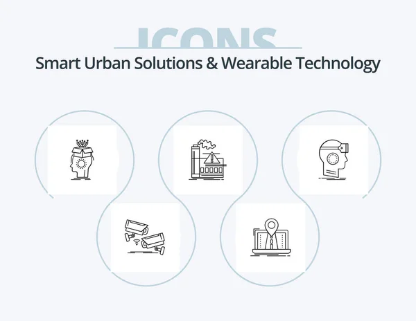 Smart Urban Solutions Wearable Technology Line Icon Pack Icon Design — Wektor stockowy