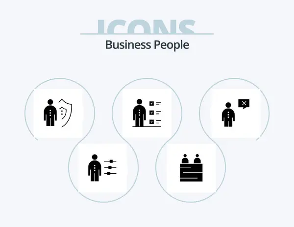 Business People Glyph Icon Pack Icon Design Personal Checklist Teamwork — Vector de stock