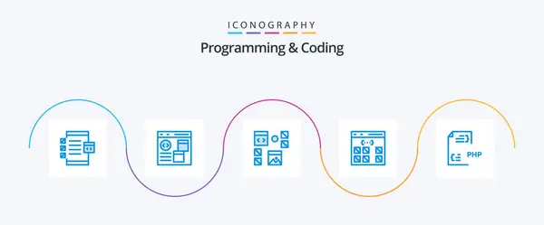 Programming Coding Blue Icon Pack Including Develop App Develop Programming — Archivo Imágenes Vectoriales