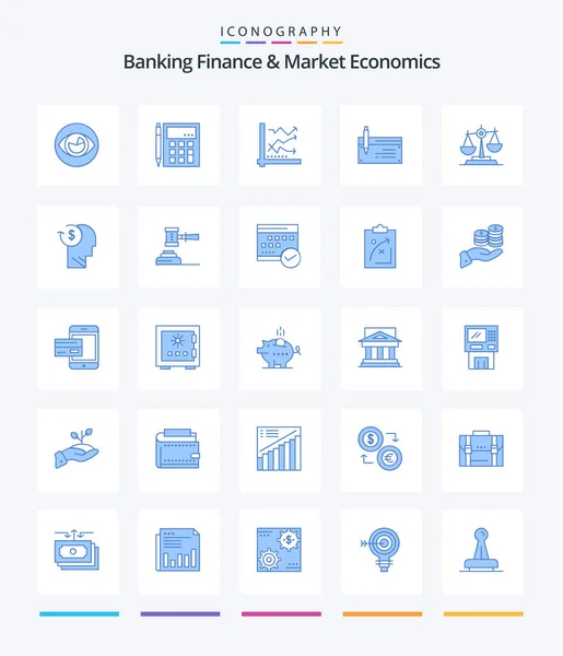 Creative Banking Finance Market Economics Pacote Ícones Azuis Como Dados — Vetor de Stock