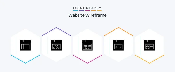 Website Wireframe Glyph Icon Pack Including Error Error Page Page — Image vectorielle