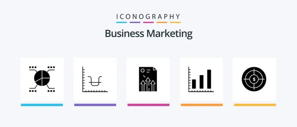 Business Marketing Glyphe Icône Pack Compris Les Statistiques Marketing Marketing — Image vectorielle