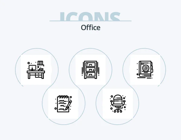 Office Line Icon Pack Diseño Iconos Dibujo Oficina Muebles Cita — Archivo Imágenes Vectoriales