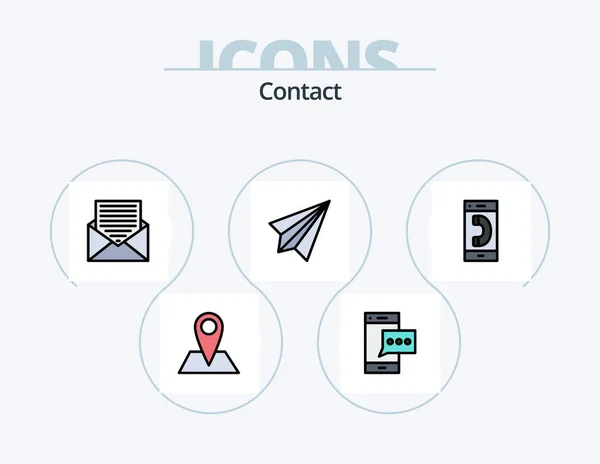 Contact Line Filled Icon Pack Icon Design Contact Communication Envelope — Vettoriale Stock
