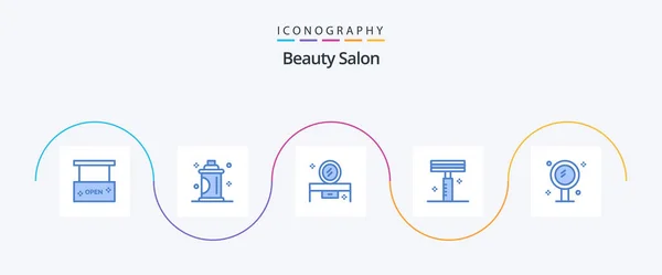 Beauty Salon Blue Icon Pack Including Razor Beauty Salon Mirror — Vector de stock