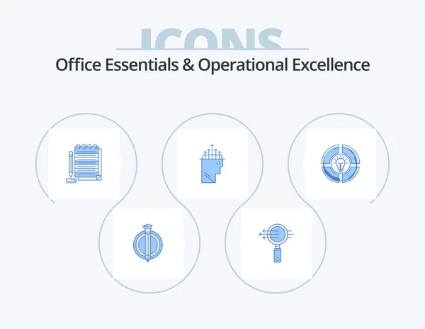 Pakiet Office Essentials Operational Exellence Blue Icon Pack Icon Design — Wektor stockowy