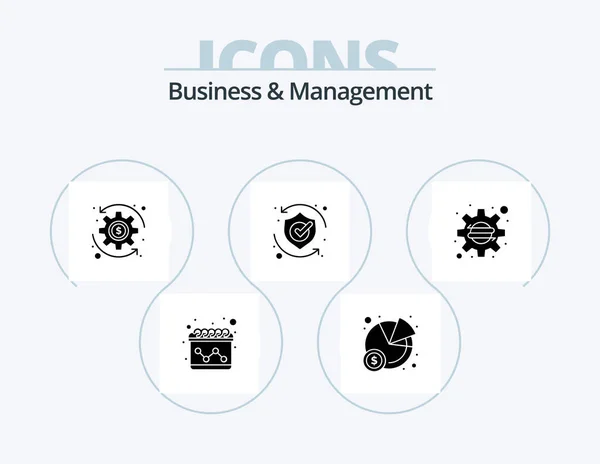 Business Management Glyph Icon Pack Simge Tasarımı Başlangıç Arkadaş Servet — Stok Vektör
