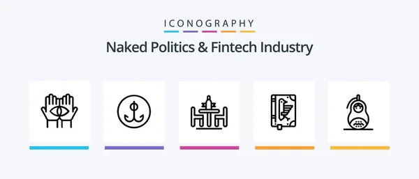 Naked Politics Fintech Industry Line Icon Pack Including Book Hook — Stock Vector