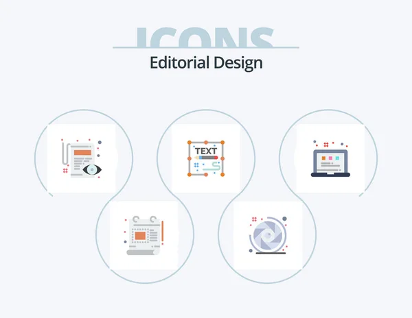 Editorial Design Flat Icon Pack Icon Design Mřížka Strana Dokument — Stockový vektor