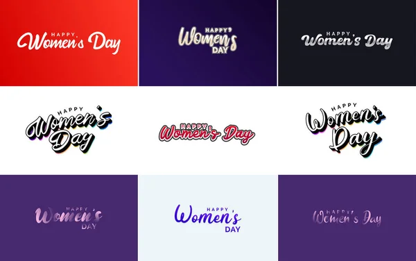 Set International Women Day Cards Logo Gradient Color Scheme — Wektor stockowy