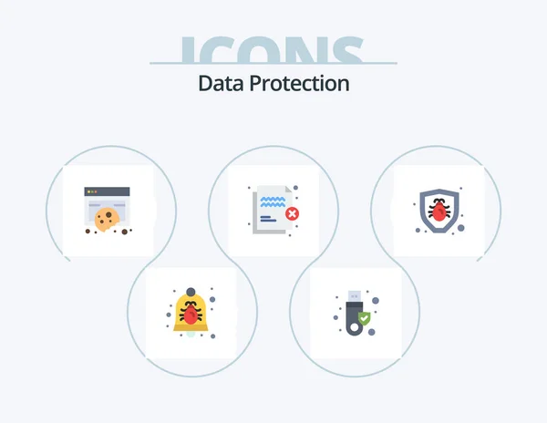Data Protection Flat Icon Pack Icon Design Security File Usb — Stock Vector