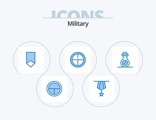 Military Blue Icon Pack Icon Design Bacteria Badge Plain Army — Vector de stock