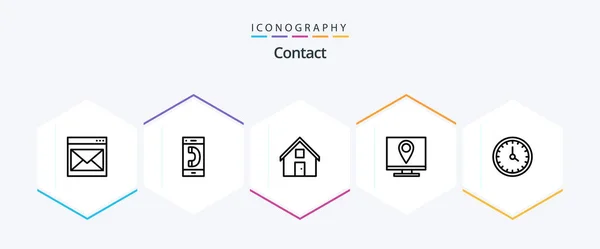 Contact Line Icoon Pack Inclusief Contact Met Ons Adres Conversatie — Stockvector