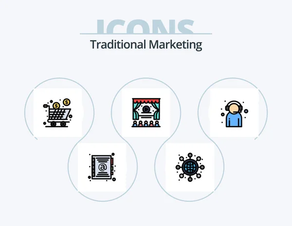 Традиционная Маркетинговая Линия Filled Icon Pack Icon Design Цена Сетевое — стоковый вектор