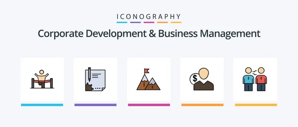 Corporate Development Business Management Line Filled Icon Pack Including Ladder — Image vectorielle