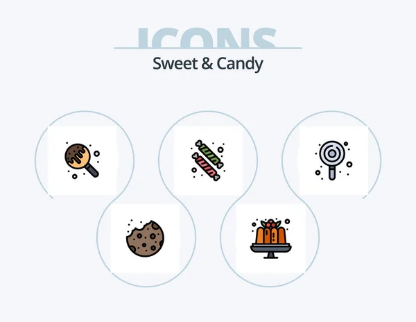 Süße Und Süßigkeiten Linie Gefüllt Icon Pack Icon Design Essen — Stockvektor