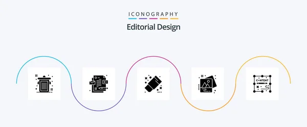 Editorial Design Glyph Icon Pack Including Design Documents Office Content — Stockový vektor