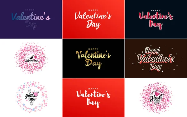 Happy Valentine Day Banner Template Romantic Theme Pink Red Color — Stockvektor