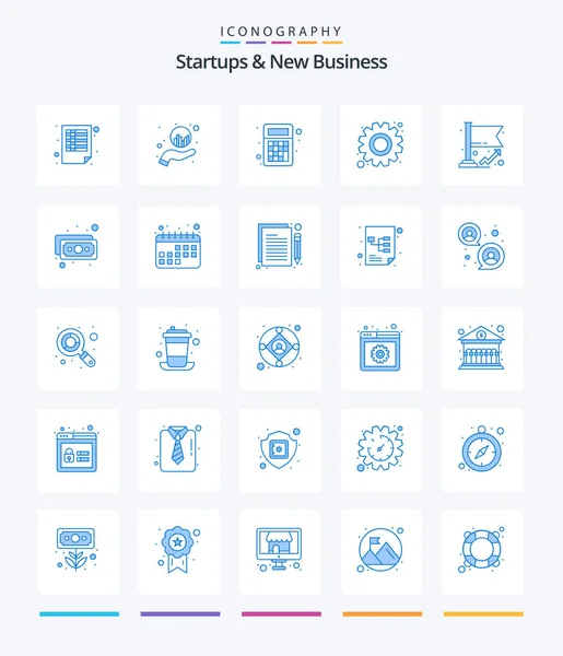 Creative Startups New Business Blue Icon Pack Grow Graph Calculator — 图库矢量图片