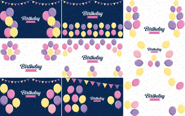 Happy Birthday Design Realistic Cake Illustration Confetti — Stock Vector