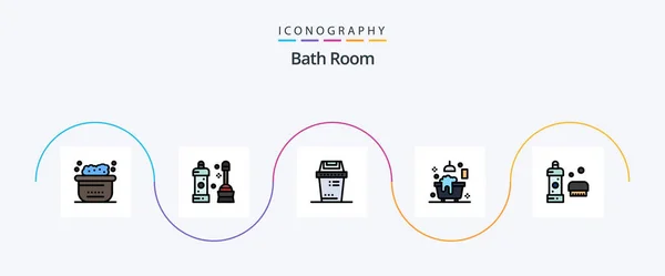 Bath Room Line Filled Flat Icon Pack Including Bathroom Shower — Stockvektor