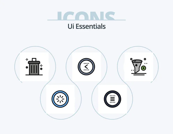 Essentials Line Full Icon Pack Icon Design Rozhraní Kreativní Předchozí — Stockový vektor