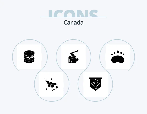 Canada Glyph Icon Pack Icon Design Logo Badge Wedding Wood — Stock Vector