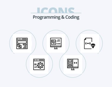 Programming And Coding Line Icon Pack 5 Icon Design. development. coding. development. error. develop