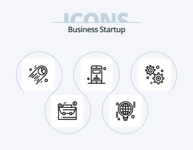Business Startup Line Icon Pack 5 Icon Design. chart. business. brain. world. wellness