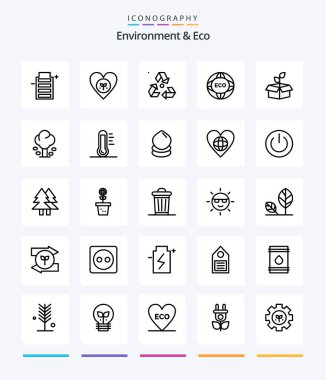Creative Environment And Eco 25 OutLine icon pack  Such As world. global. like. environment. garbage