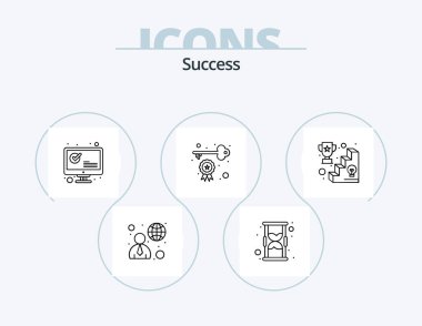 Sucess Line Icon Pack 5 Icon Design. success. rocket. connection. launch. start up