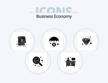 Economy Glyph Icon Pack 5 Icon Design. diamond. protection. banking. money. banking