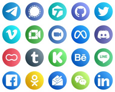 All in One Social Media Icon Set 20 icons such as meeting. zoom. twitter and google meet icons. High quality and modern