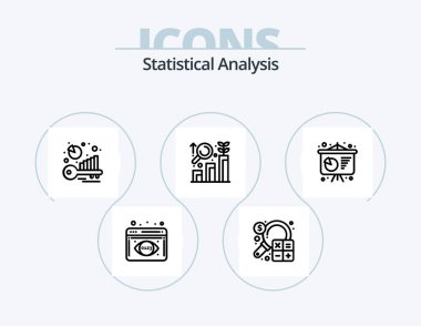Statistical Analysis Line Icon Pack 5 Icon Design. graph analysis. financial performance. poster presentation. business productivity report. graph