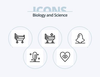 Biology Line Icon Pack 5 Icon Design. . hospital. healthcare. bed. chemistry