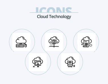 Cloud Technology Line Icon Pack 5 Icon Design. globe. cloud. cloud. computing. document