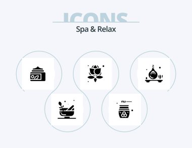 Spa And Relax Glyph Icon Pack 5 Icon Design. leaves . spa. grooming . green . cream