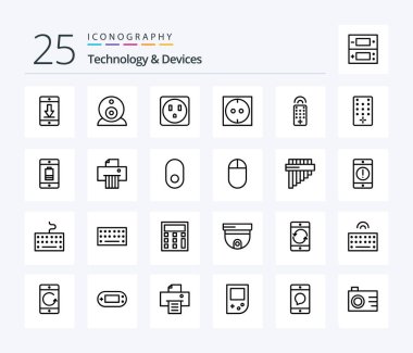 Devices 25 Line icon pack including mobile. device. electric. cellphone. tv