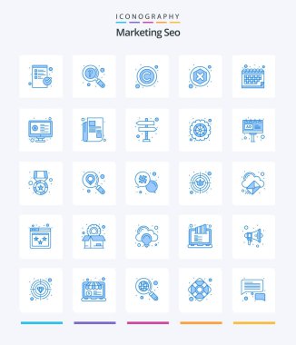 Creative Marketing Seo 25 Blue icon pack  Such As appointment. digital. copy. blocker. right