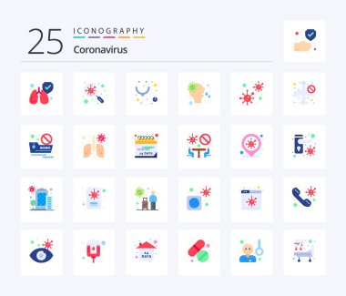 Coronavirus 25 Flat Color icon pack including coronavirus. virus. healthcare. runny. allergy